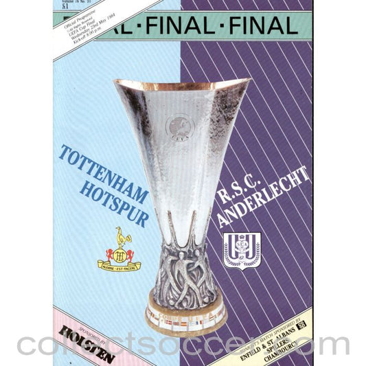 1984 UEFA Cup Final Programme Tottenham Hotspur v Anderlecht