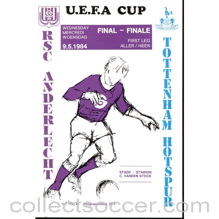 1984 UEFA Cup Final 1st Leg Programme Anderlecht v Tottenham Hotspur