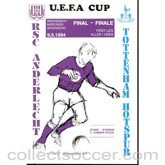 1984 UEFA Cup Final 1st Leg Programme Anderlecht v Tottenham Hotspur