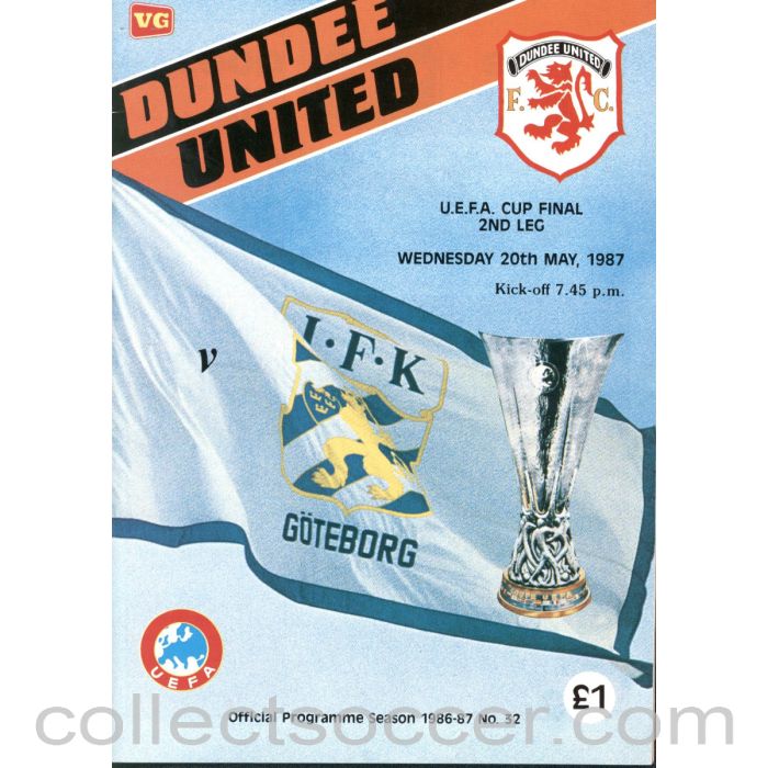 1987 UEFA Cup Final 2nd Leg Programme Dundee United v Gothenburg