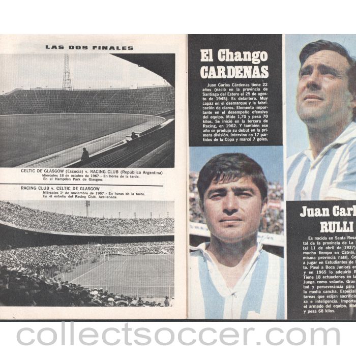 1967 Intercontinental Cup Final Programme Racing v Celtic