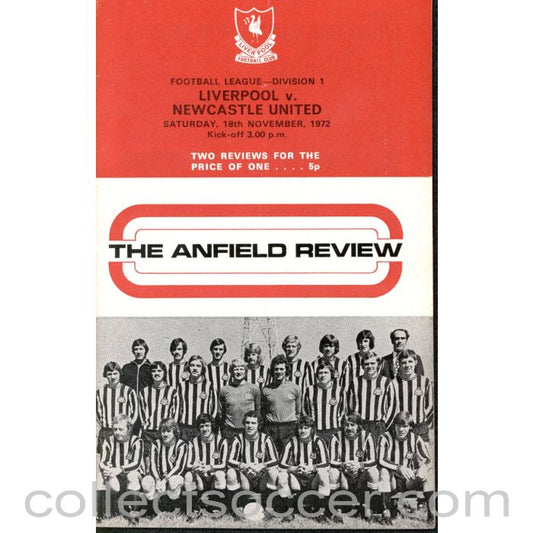 1972 - Liverpool v Newcastle United Programme 18/11/1972