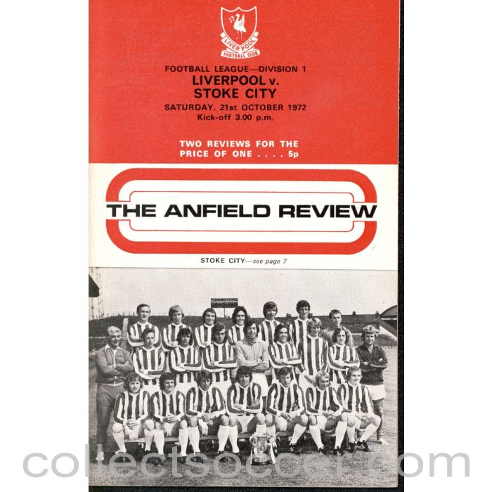1972 - Liverpool v Stoke City Programme 21/10/1972