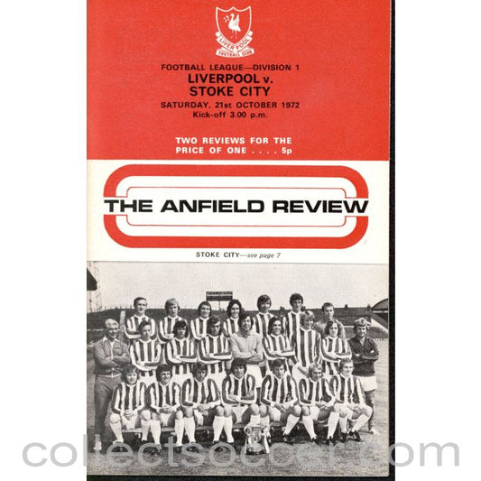 1972 - Liverpool v Stoke City Programme 21/10/1972