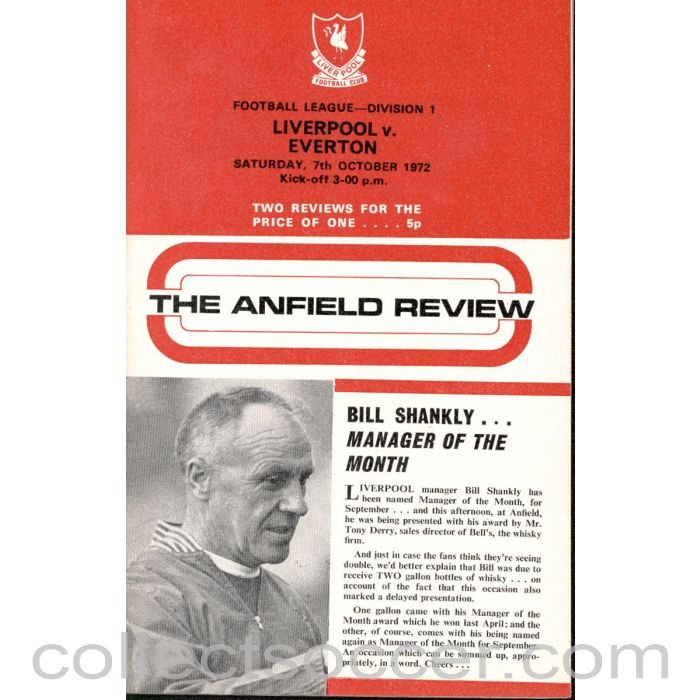 1972 - Liverpool v Everton Programme 7/10/1972