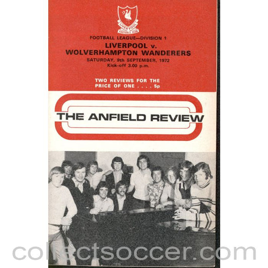 1972 - Liverpool v Wolverhampton Wanderers Programme 9/9/1972