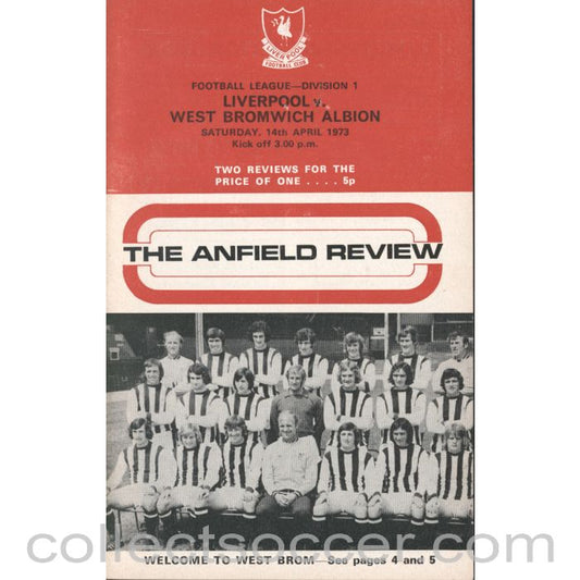 1973 - Liverpool v West Bromwich Albion Programme 14/4/1973