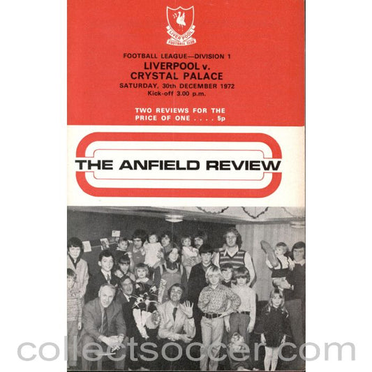 1972 - Liverpool v Crystal Palace Programme 30/12/1972
