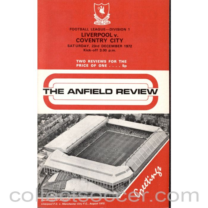 1972 - Liverpool v Coventry City Programme 23/12/1972