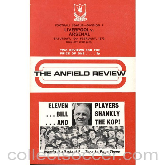 1973 - Liverpool v Arsenal Programme 10/2/1973