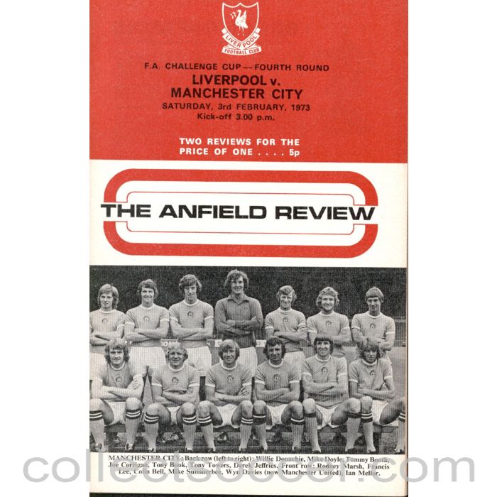 1973 - Liverpool v Manchester City Programme 3/2/1973