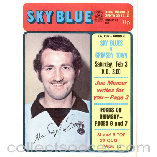 1973 - Coventry City v Grimsby Town FC FA Cup Programme 3/2/1973