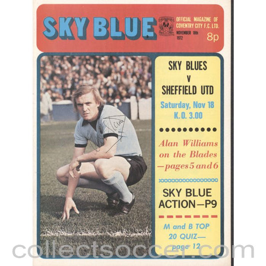 1972 - Coventry City v Sheffield United Programme 18/11/1972