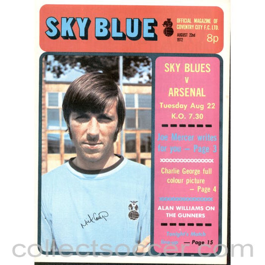 1972 - Coventry City v Arsenal Programme 22/8/1972
