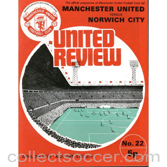1973 - Manchester United v Norwich City Programme 7/4/1973