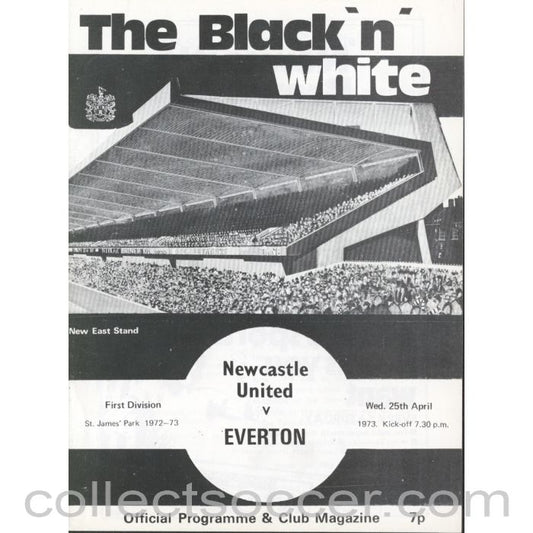 1973 - Newcastle United v Everton Programme 25/4/1973