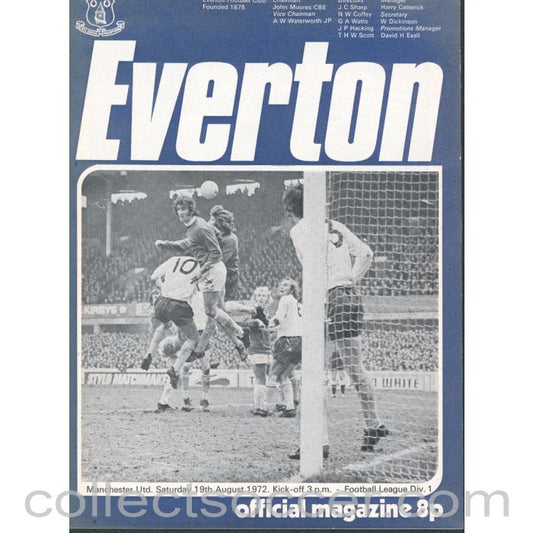 1972 - Everton v Manchester United Programme 19/08/1972