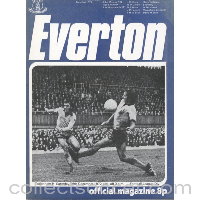 1972 - Everton v Tottenham Hotspur Programme 16/12/1972