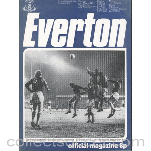 1972 - Everton v Wolverhampton Wanderers Programme 9/12/1972