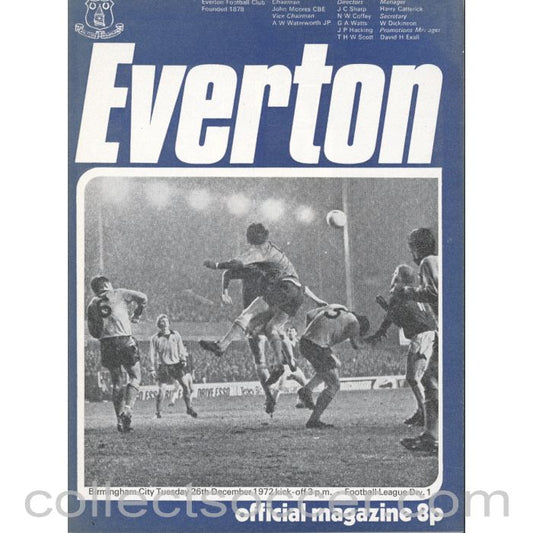 1972 - Everton v Birmingham City Official Programme 26/12/1972