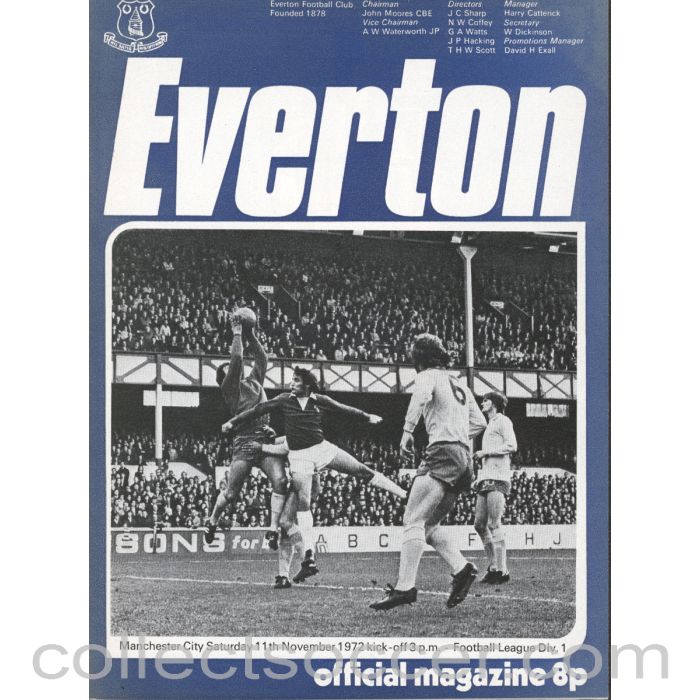 1972 - Everton v Manchester City Official Programme 11/11/1972
