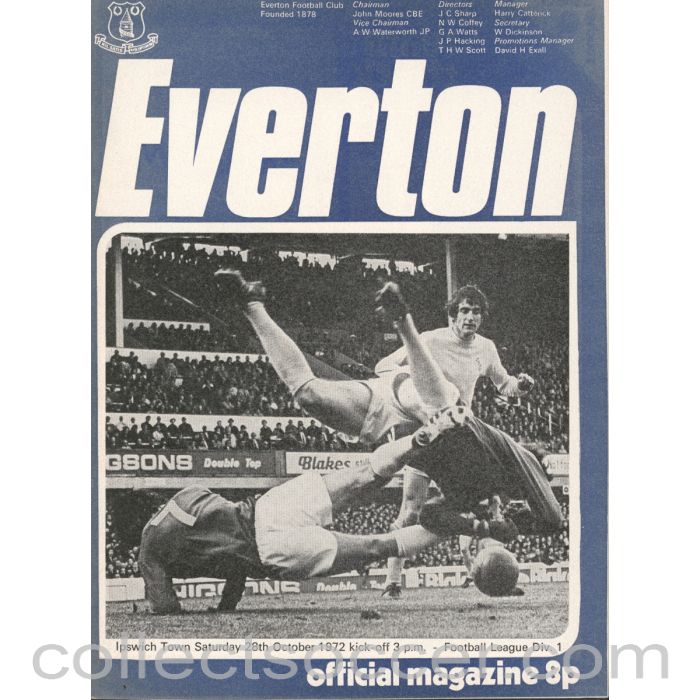 1972 - Everton v Ipswich Town Official Programme 28/10/1972