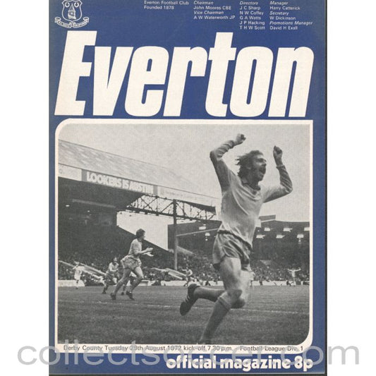 1972 - Everton v Derby County Official Programme 29/8/1972
