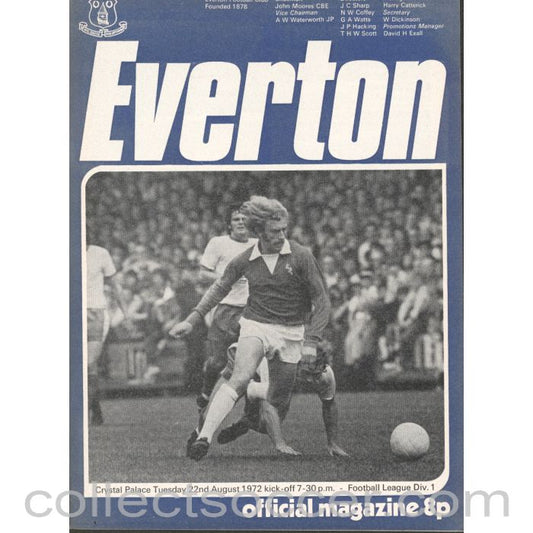 1973 - Everton v Crystal Palace Official Programme 22/8/1972
