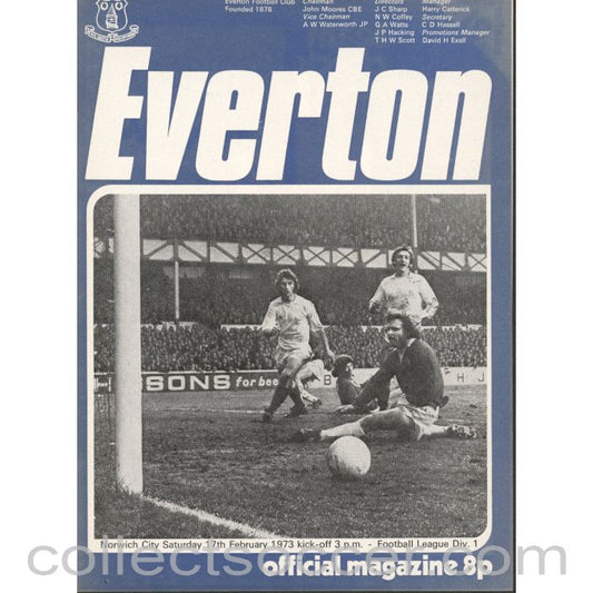 1973 - Everton v Norwich City Official Programme 17/2/1973