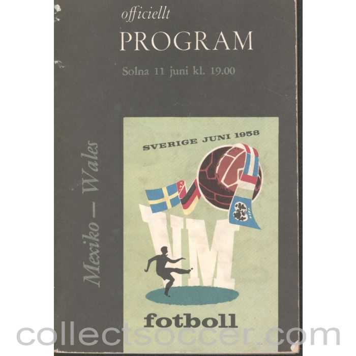1958 World Cup Programme Mexico v Wales