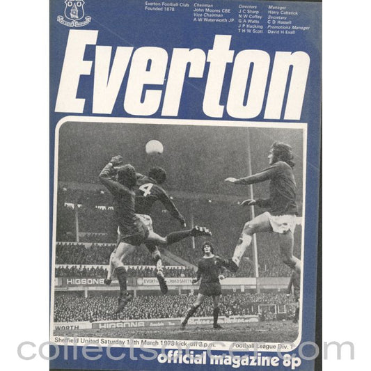 1973 - Everton v Sheffield United Official Programme 17/3/1973