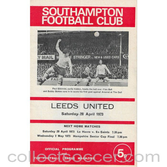 1973 - Southampton v Leeds United Official Programme 28/4/1973