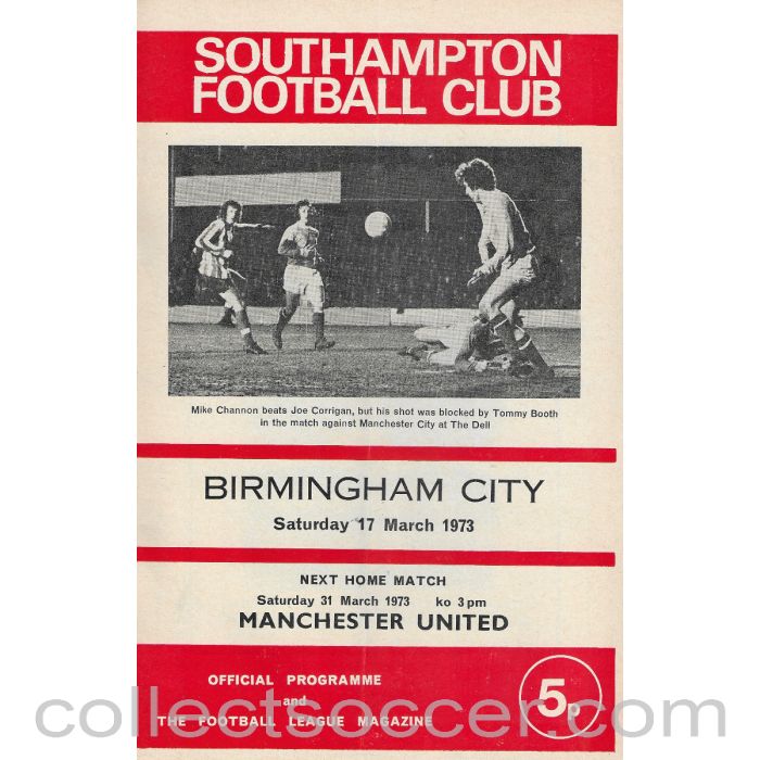 1973 - Southampton v Birmingham City Official Programme 17/3/1973