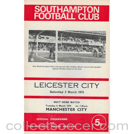 1973 - Southampton v Leicester City Official Programme 3/3/1973