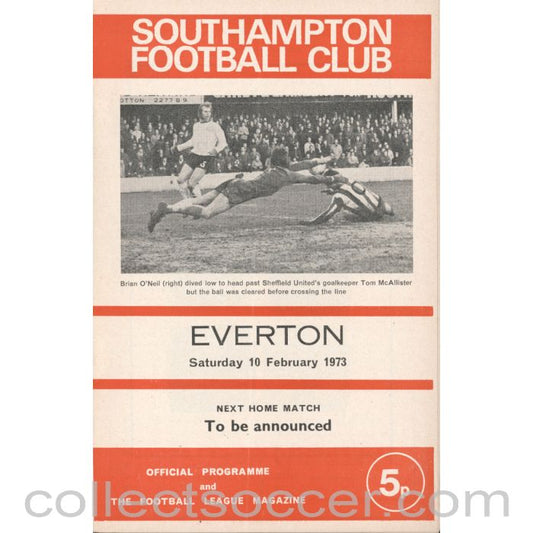 1973 - Southampton v Everton Football Programme 10/2/1973