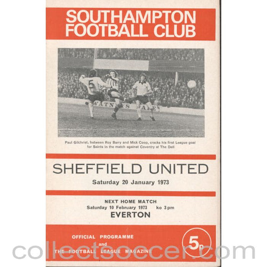 1973 - Southampton v Sheffield United 20/1/1973 Football Programme