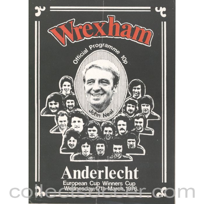 1976 - Wrexham v Anderlecht Cup Winners Cup 17/3/1976 Quarter Final 2nd Leg Official Football Programme
