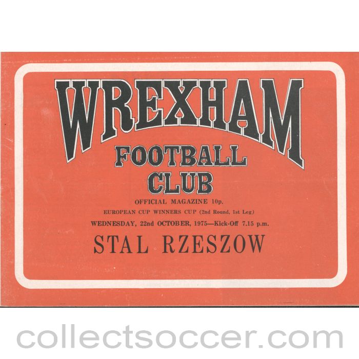 1975 - Wrexham v Stal Rzeszow Cup Winners Cup 2nd Round 1st Leg Official Football Programme