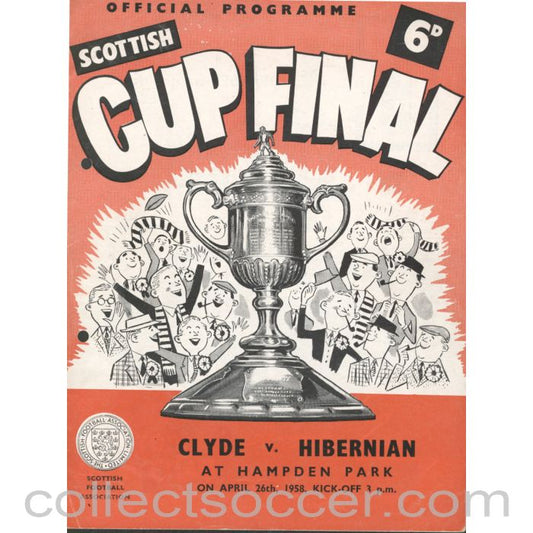 1958 Scottish Cup Final Clyde v Hibernian Official Football Programme - hole punched