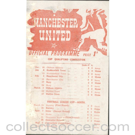 1945 - Manchester United v Chesterfield Official Football Programme 5/5/1945