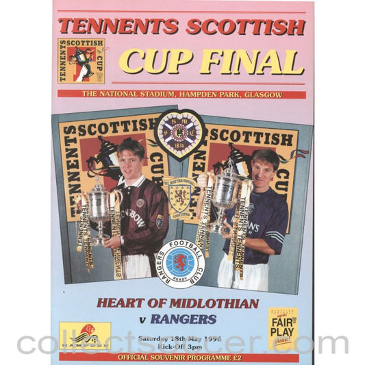 1996 Scottish Cup Final Heart of Midlothian v Rangers Official Football Programme