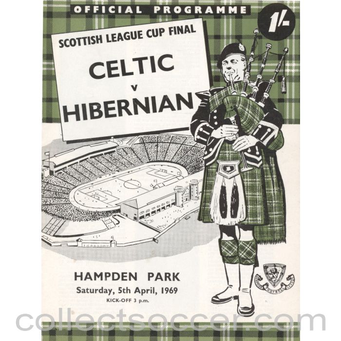 1969 Scottish League Cup Final Celtic v Hibernian Official Football Programme