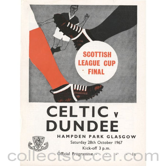 1967 Scottish League Cup Final Celtic v Dundee Official Football Programme