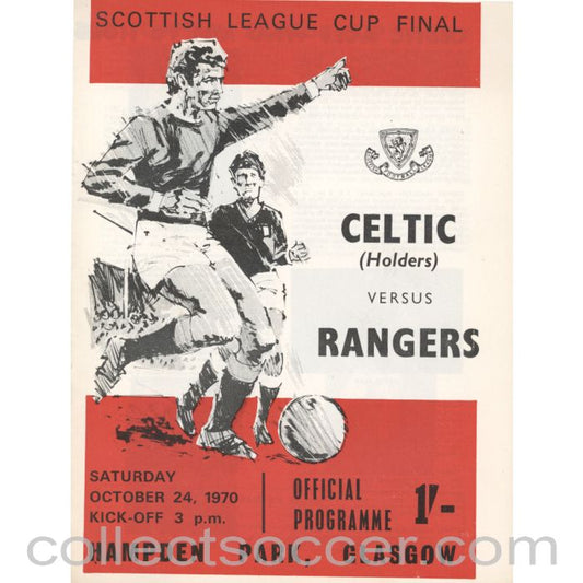 1970 Scottish League Cup Final Celtic v Rangers Official Football Programme