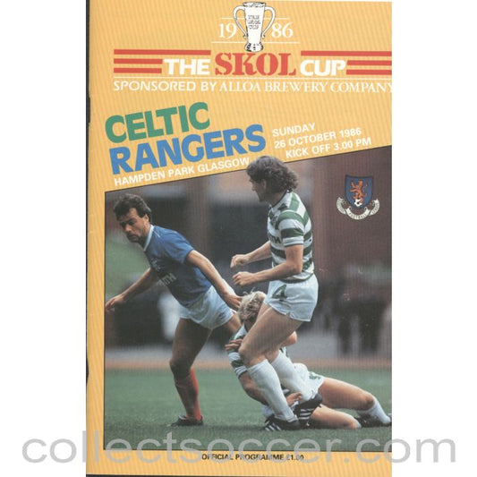 1986 Scottish League Cup Final Celtic v Rangers Official Football Programme