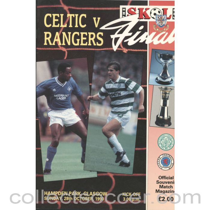 1990 Scottish League Cup Final Celtic v Rangers Official Football Programme