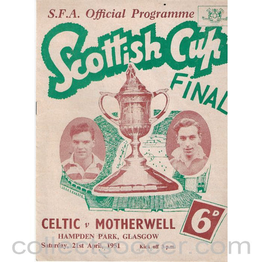 1951 Scottish Cup Final Celtic v Motherwell Official Programme