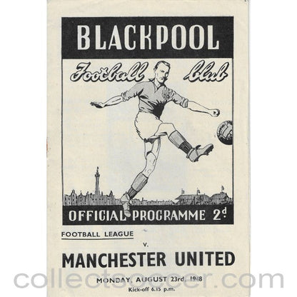 1948 - Blackpool v Manchester United 23/08/1948 Football Programme