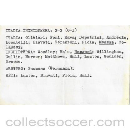 1939 Very Rare Italy v England ticket