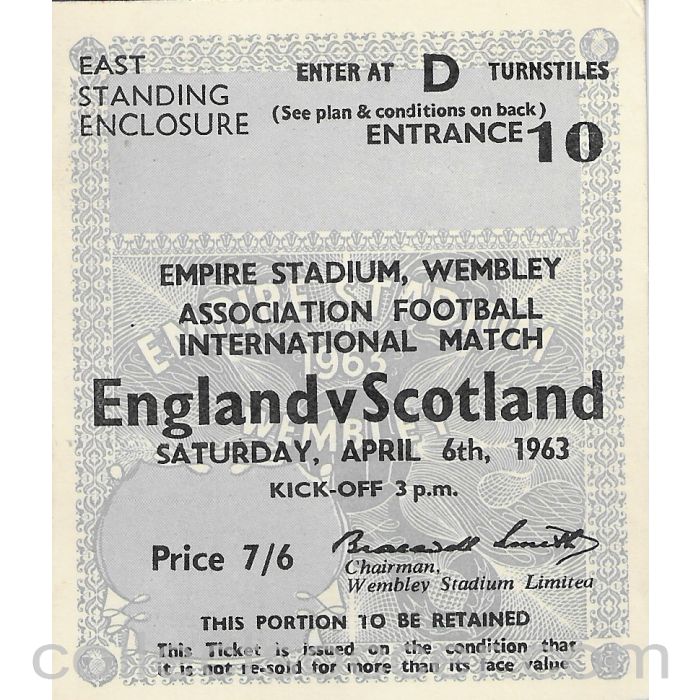 1963 England v Scotland Ticket